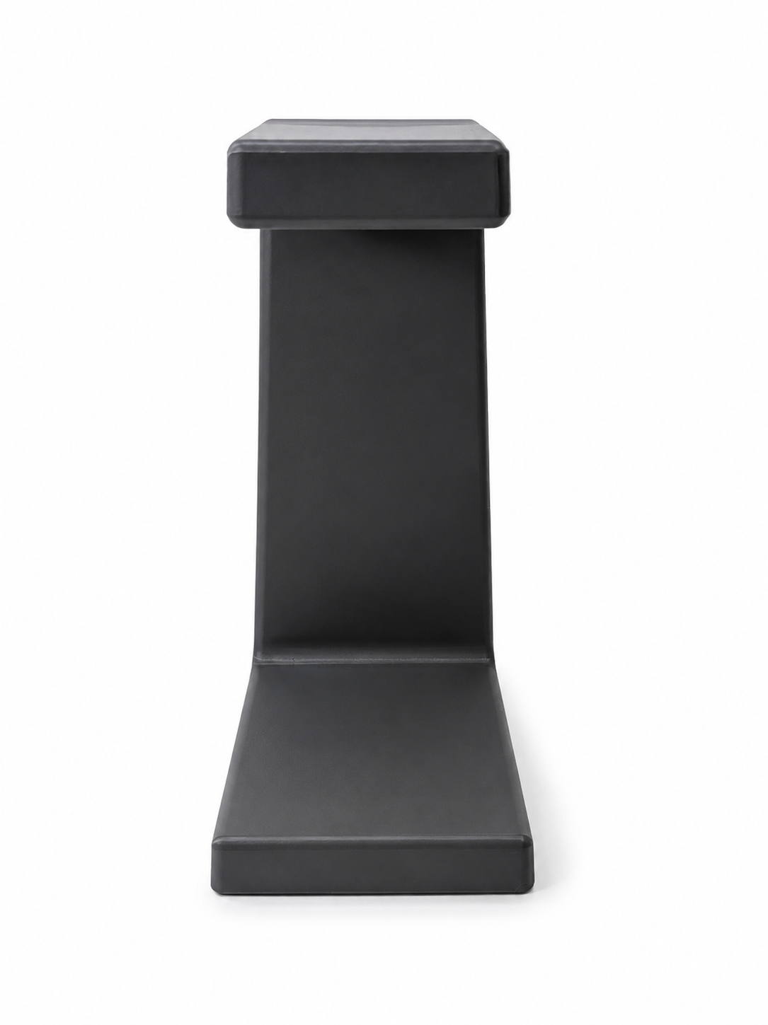 Black rectangular stand on a white background