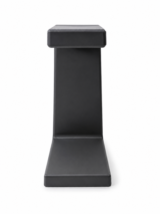 Black rectangular stand on a white background